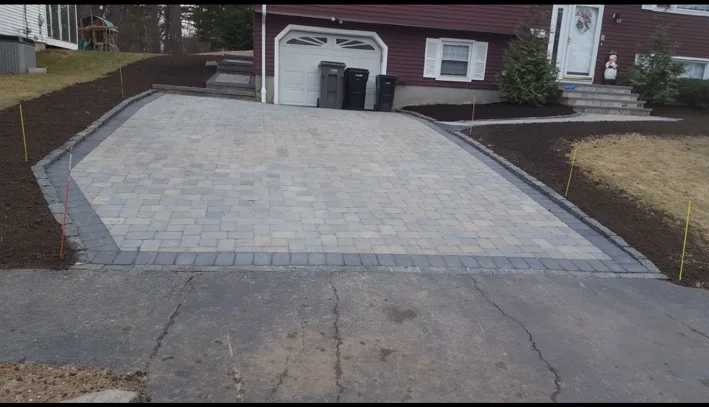 Finished driveway paver installation