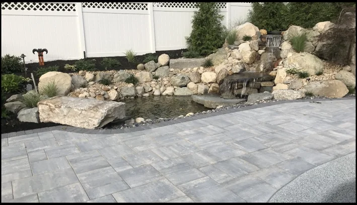 Water feature and paver patio