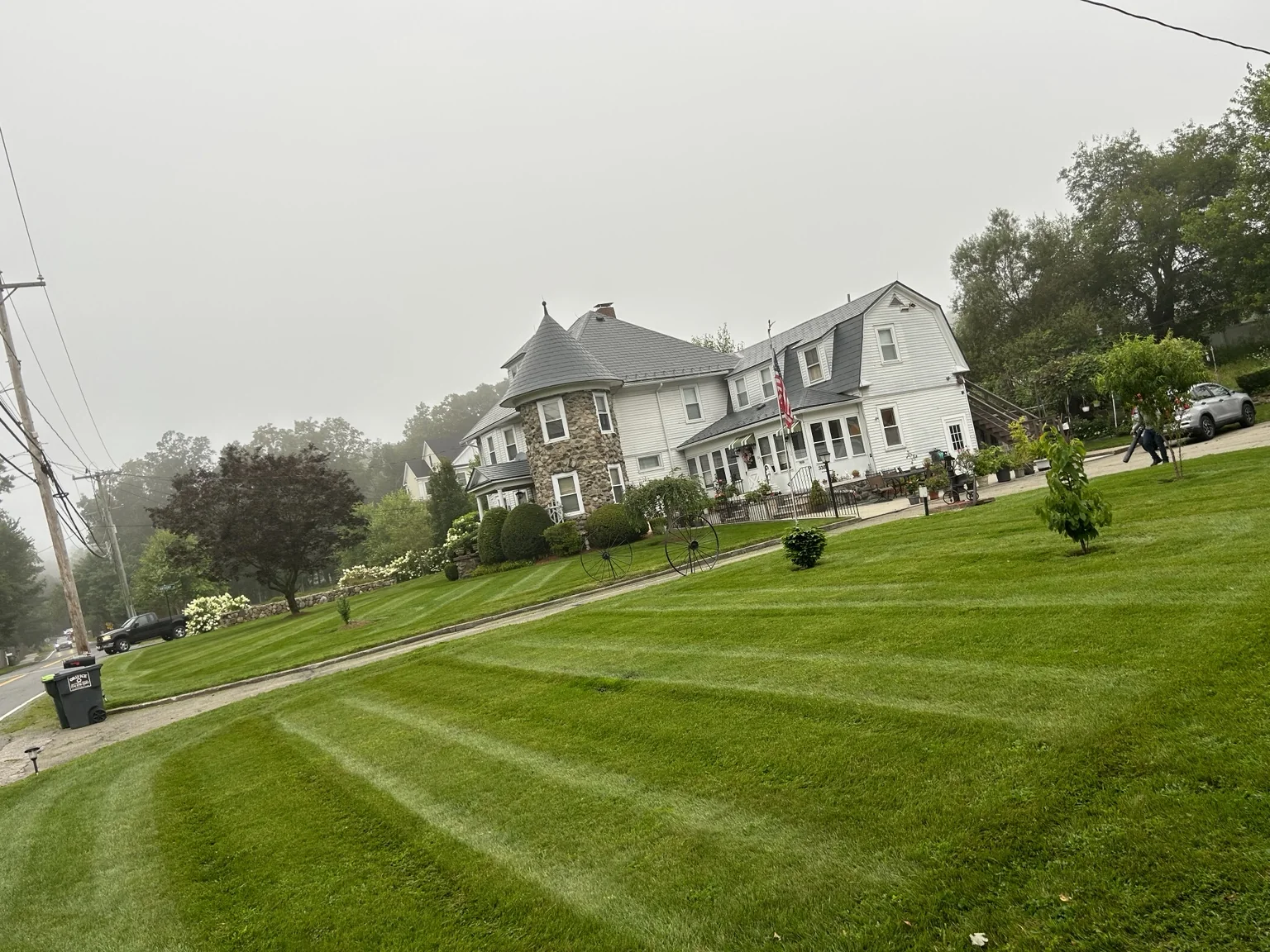 Large manicured lawn